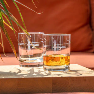 Angler's Etched Glass Barware