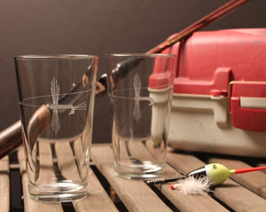 Angler's Etched Glass Barware