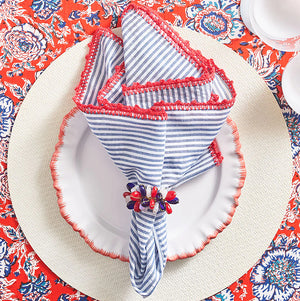 Patriotic Seersucker Stripe Napkin Set