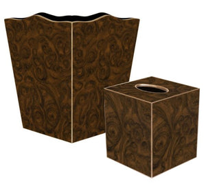 Lustrous Burlwood Decoupage Bath Set