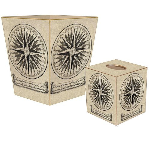 Decoupage Compass Rose Wood Bath Sets