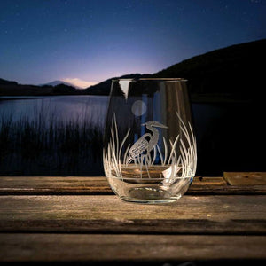 Moonlit Heron Etched Glass Barware Collection