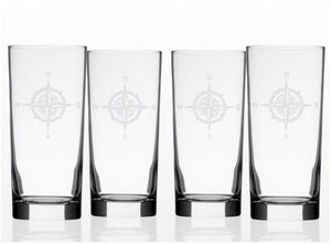 Compass Points Etched Glass Barware Collection