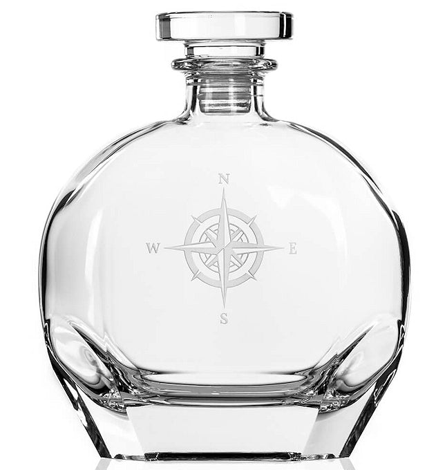 Compass Points Etched Glass Barware Collection