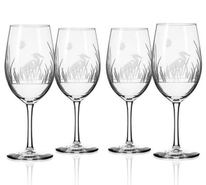 Moonlit Heron Etched Glass Barware Collection