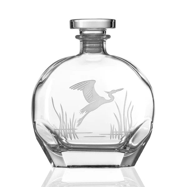 Moonlit Heron Etched Glass Barware Collection