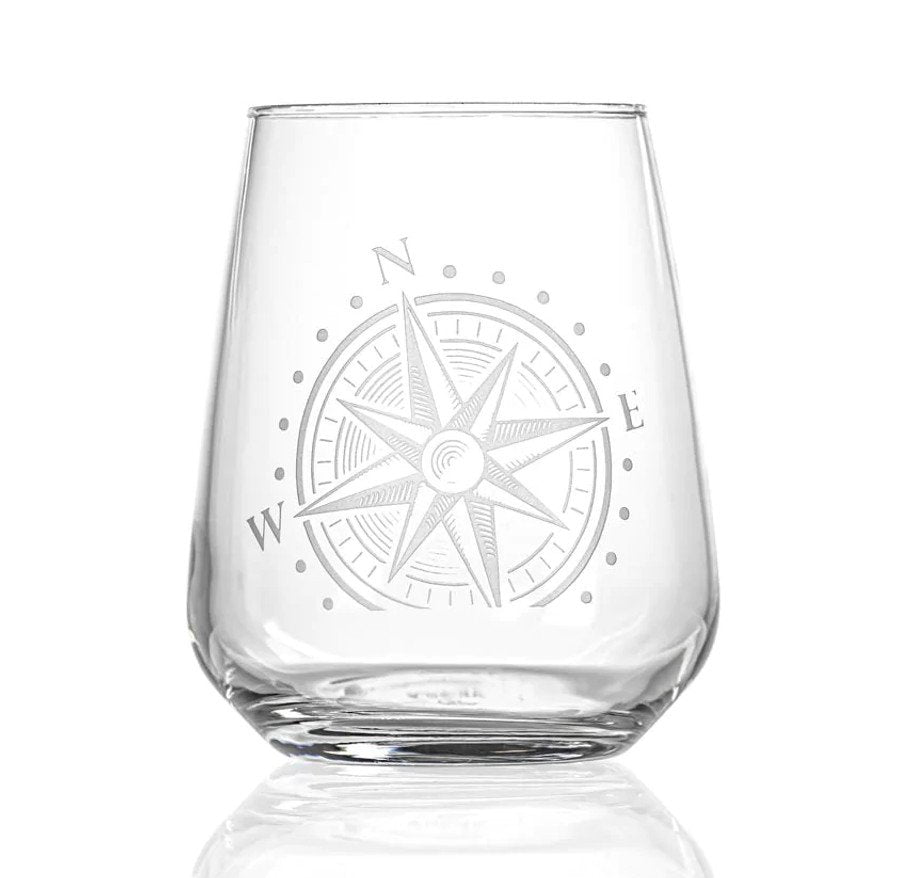 Heron Etched Stemless Wine Glasses - Set of 4