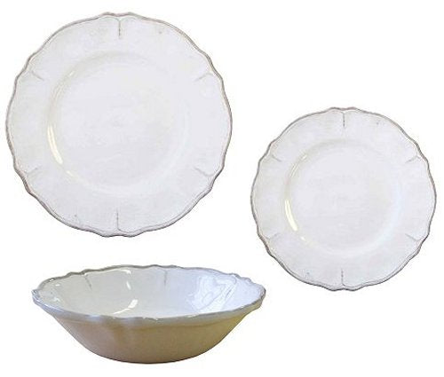 Rustic Cottage Antique White Melamine Dinnerware