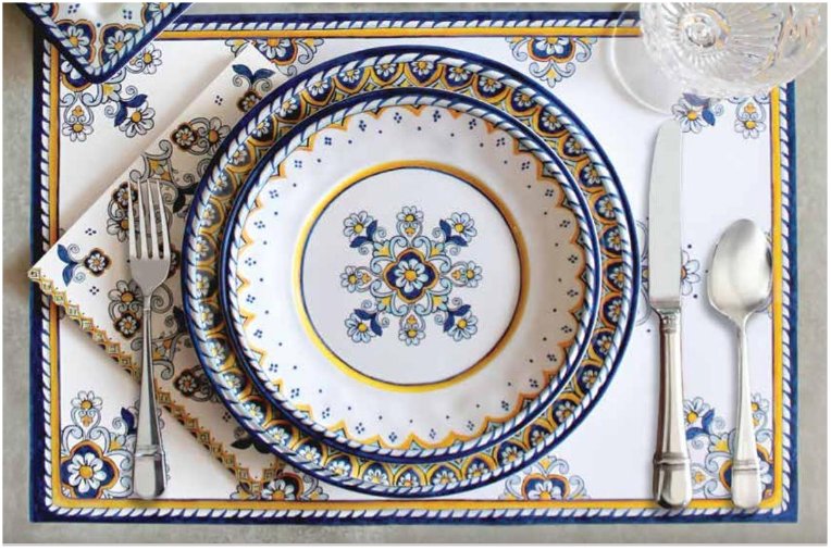 Old World Salerno Blue Melamine Dinnerware