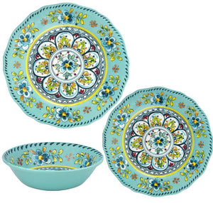 Old World Aegean Turquoise Melamine Dinnerware