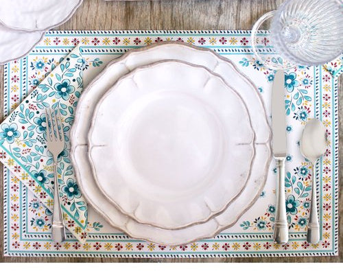 Rustic Cottage Antique White Melamine Dinnerware