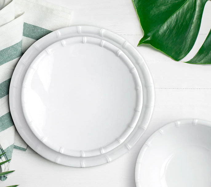 Summer White Bamboo Melamine Dinnerware