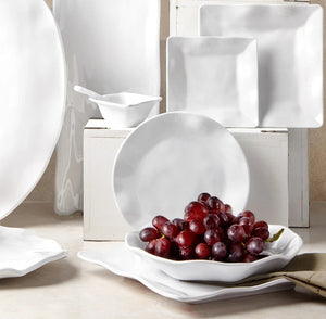 White Swells Square Melamine Dinnerware