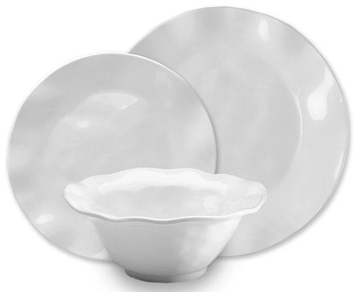 White Swells Round Melamine Dinnerware