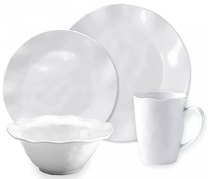 White Swells Round Melamine Dinnerware