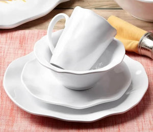 White Swells Round Melamine Dinnerware