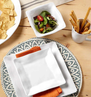 White Swells Square Melamine Dinnerware