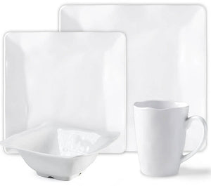 White Swells Square Melamine Dinnerware