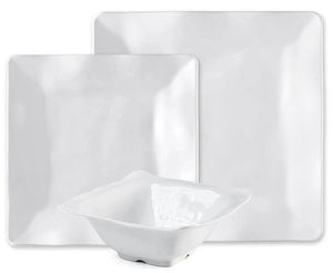 White Swells Square Melamine Dinnerware