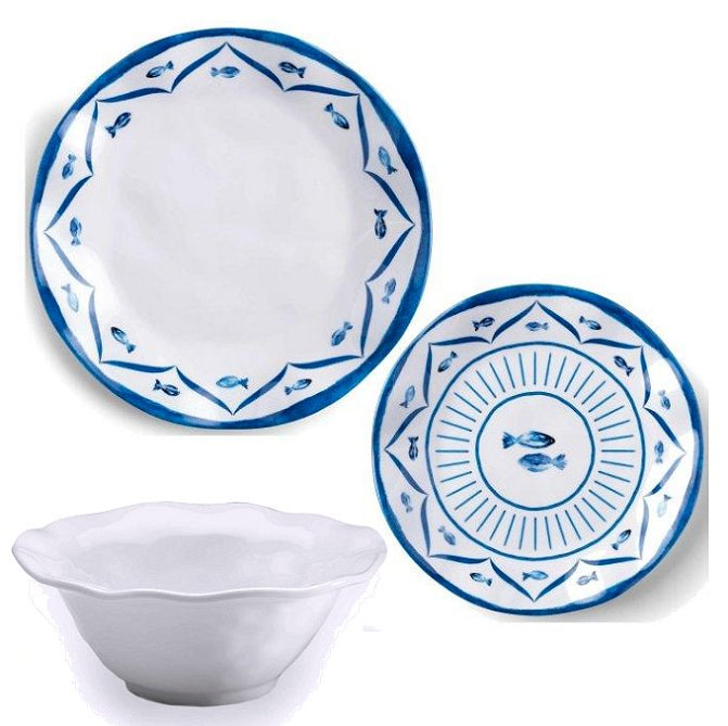 Old World: Santorini Blue Luxury Melamine Dinnerware