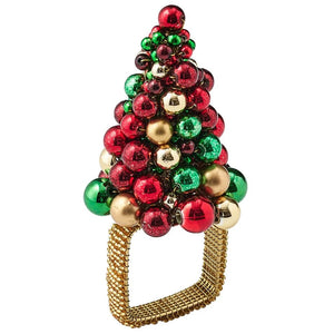 Christmas Tree Baubles Napkin Ring Set