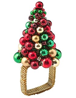 Christmas Tree Baubles Napkin Ring Set