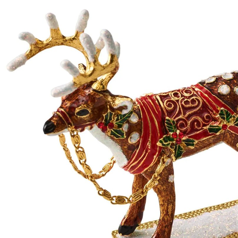 Santa's Reindeer Enameled Napkin Ring Set