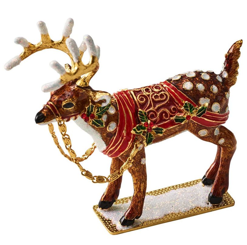 Santa's Reindeer Enameled Napkin Ring Set