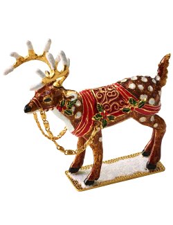 Santa's Reindeer Enameled Napkin Ring Set