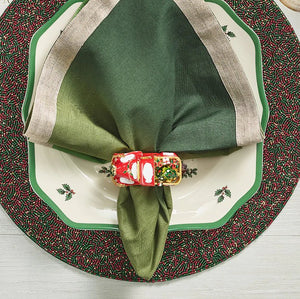 Vintage Holiday Truck Napkin Ring Set