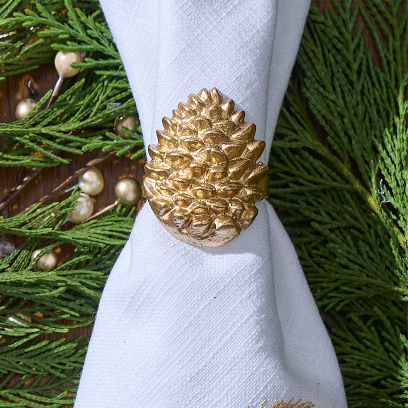 Gilded Pinecones Table Linens