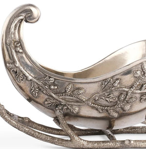 Vintage Pewter Reindeer Sleigh Centerpiece