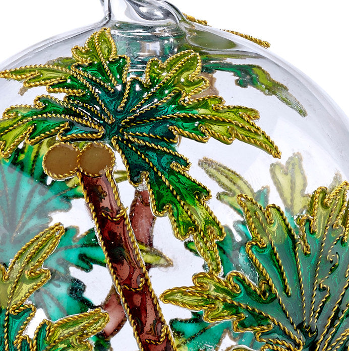 Tropical Palm Trees Cloisonné 2-Pc. Glass Ornament Set