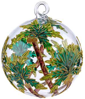 Tropical Palm Trees Cloisonné 2-Pc. Glass Ornament Set