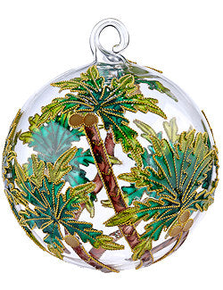 Tropical Palm Trees Cloisonné 2-Pc. Glass Ornament Set