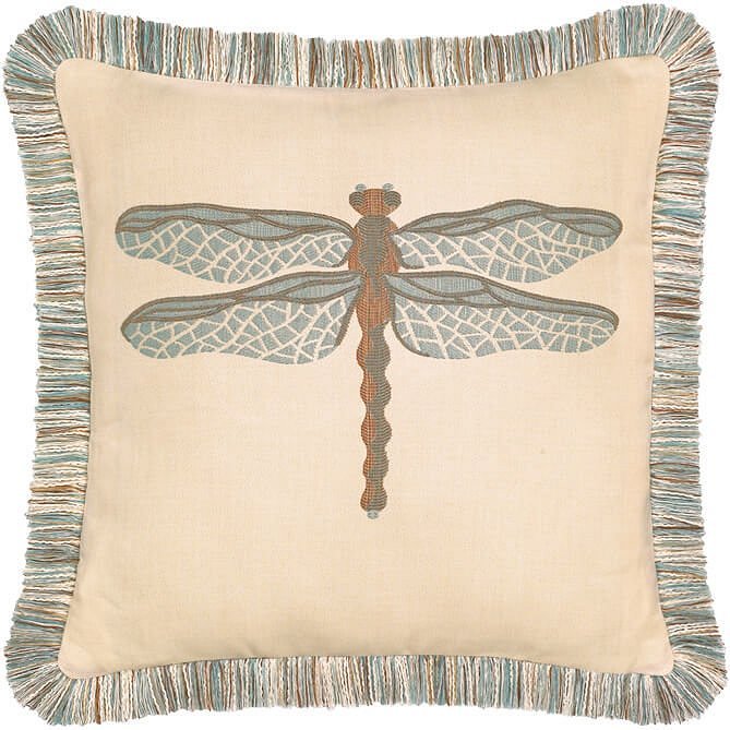 Dragonfly Fringe Trimmed Sunbrella® Outdoor Pillow