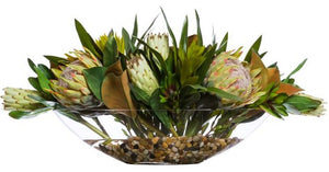 Tropical Gem Protea & Ginger Silk Floral Centerpiece Arrangement