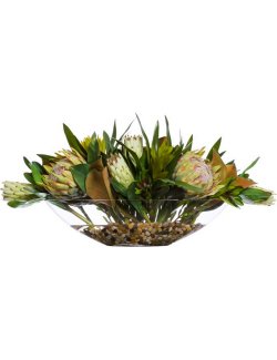 Tropical Gem Protea & Ginger Silk Floral Centerpiece Arrangement