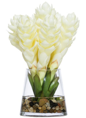 White Ginger Bedside/Bath Silk Floral Arrangement