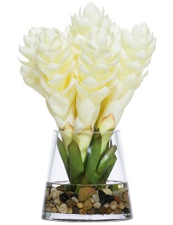 White Ginger Bedside/Bath Silk Floral Arrangement