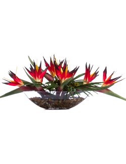 Red Bird of Paradise Long Silk Floral Centerpiece Arrangement