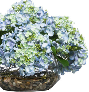 Blue-Green Hydrangea Silk Floral Centerpiece Arrangement