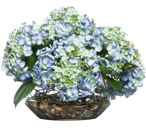 Blue-Green Hydrangea Silk Floral Centerpiece Arrangement