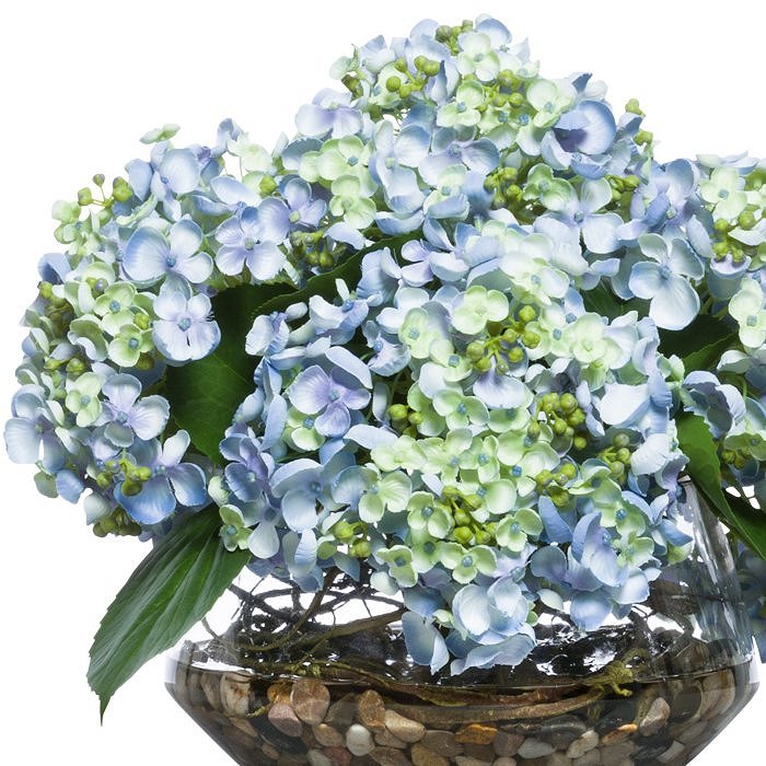 Blue-Green Hydrangea Silk Floral Centerpiece Arrangement