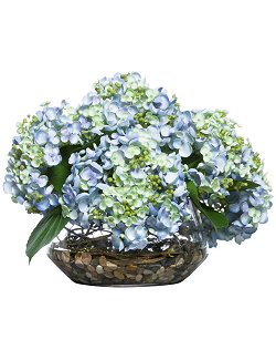 Blue-Green Hydrangea Silk Floral Centerpiece Arrangement