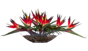 Red Bird of Paradise Long Silk Floral Centerpiece Arrangement