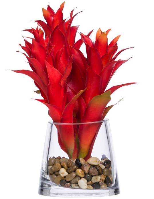 Red Bromeliad Bedside/Bath Silk Floral Arrangement