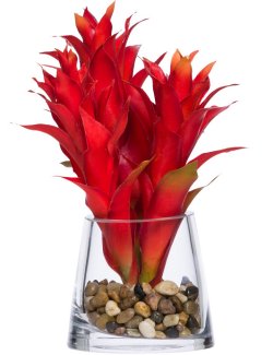 Red Bromeliad Bedside/Bath Silk Floral Arrangement