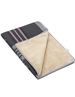 Grey Plaid Plush Double-Sided Pet Blanket