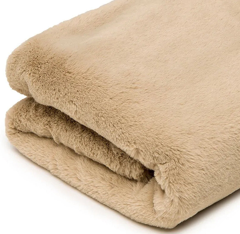 Luxury Plush Faux Fur Pet Throw- Latte Minky